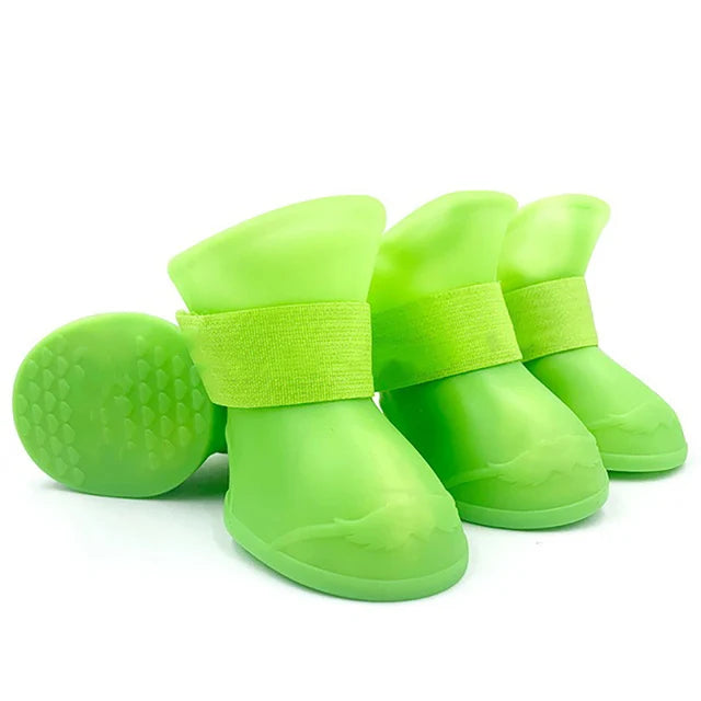 4 botas de lluvia impermeables y antideslizantes para perros y gatos