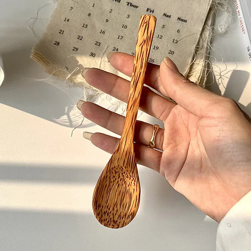 Natural Coconut Tableware Set - Handmade Wooden Cutlery for Desserts"