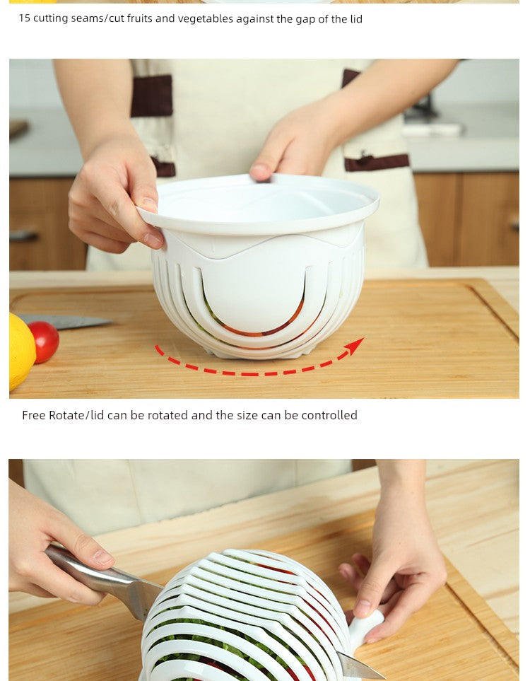Vegetable Cutting Bowl - Quick Salad Prep Gadget with Slicing Function
