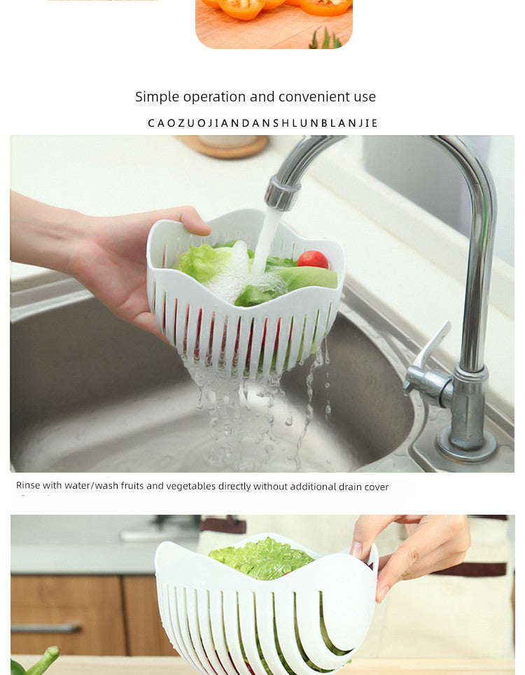 Vegetable Cutting Bowl - Quick Salad Prep Gadget with Slicing Function