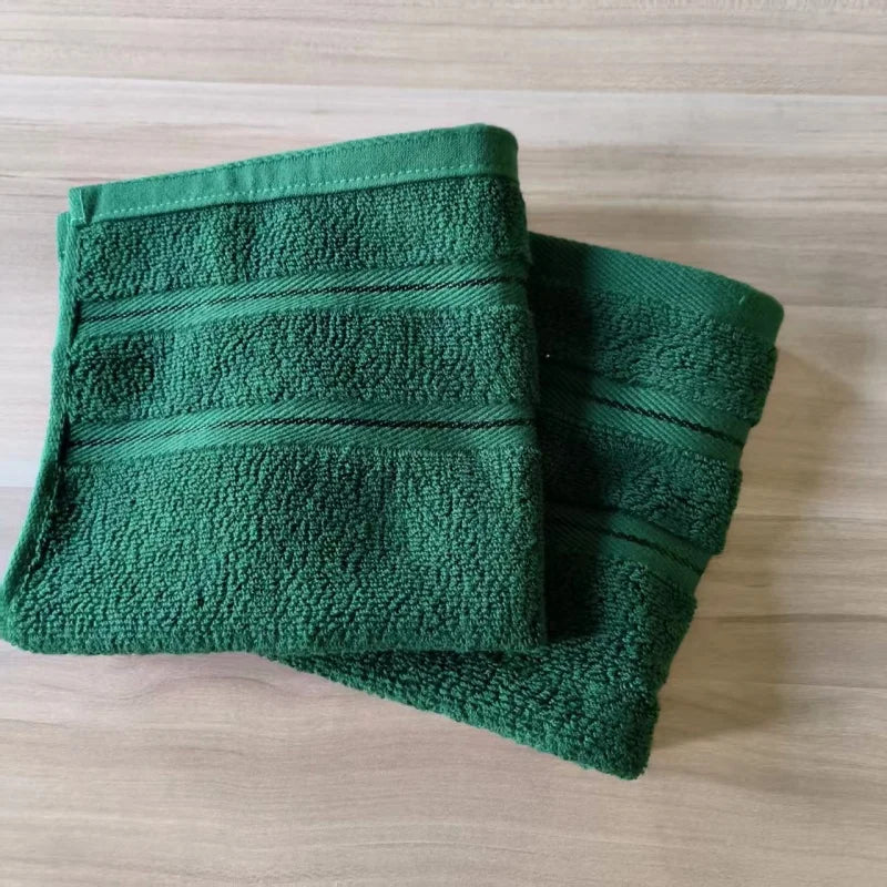 Cotton Towel Set 3pcs - Bath, Hand & Face Towels Dark Green