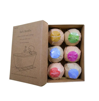 Bath Bombs 6pcs - Aromatherapy Fizzies with Coconut Oil Gift Set