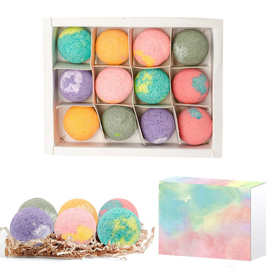 Organic Bath Bombs 12pcs - Handmade Essential Oil Gift Set