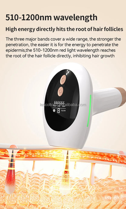IPL Hair Removal Device - Ice Cooling Laser Epilator for Home Use