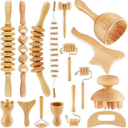 Wood Therapy Massage Kit 16pcs - Maderoterapia Body Sculpting Set