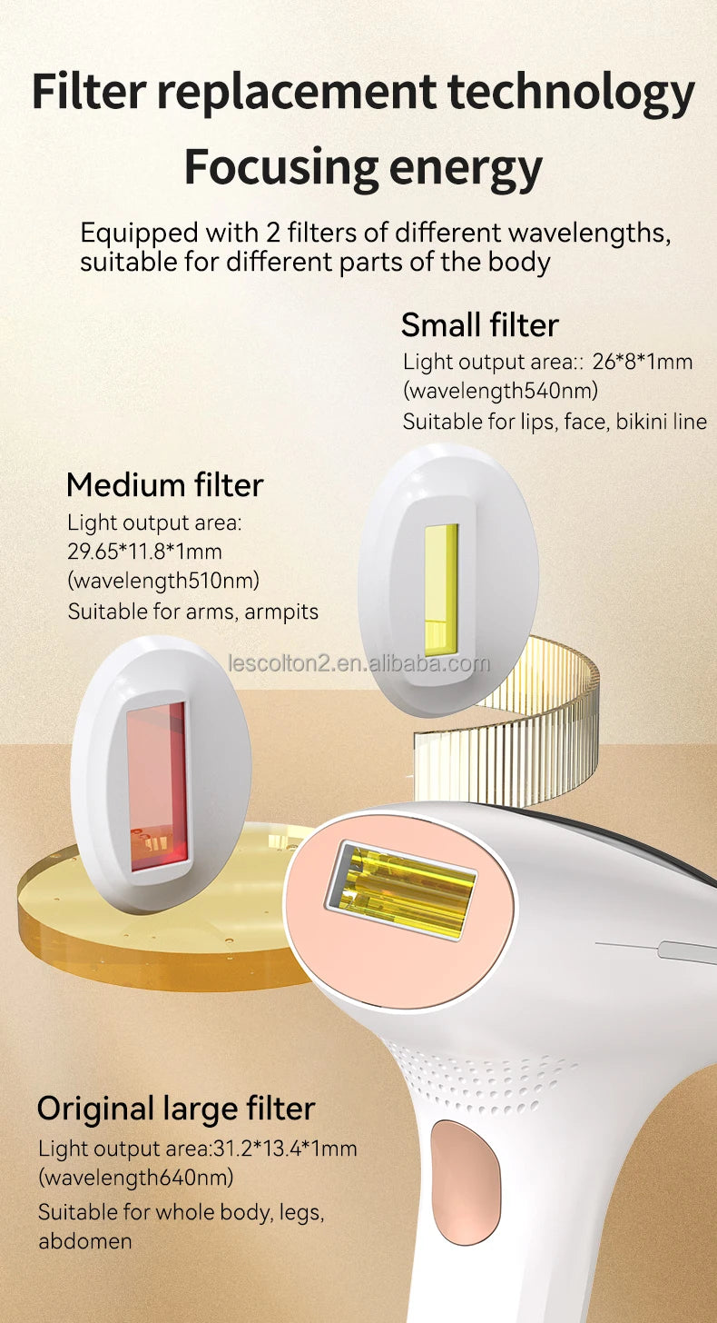 IPL Hair Removal Device - Ice Cooling Laser Epilator for Home Use