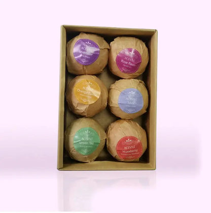 Bath Bombs 6pcs - Aromatherapy Fizzies with Coconut Oil Gift Set