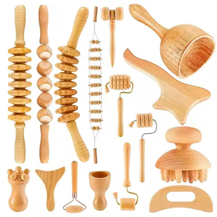 Wood Therapy Massage Kit 16pcs - Maderoterapia Body Sculpting Set