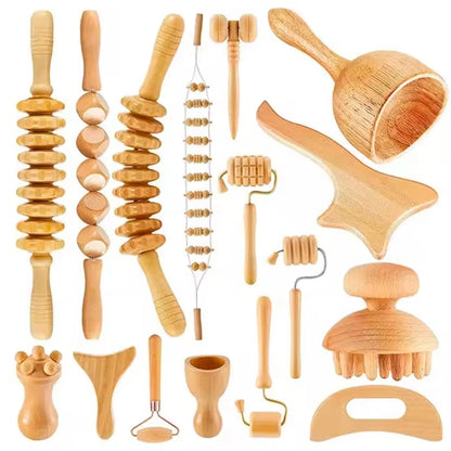 Wood Therapy Massage Kit 16pcs - Maderoterapia Body Sculpting Set