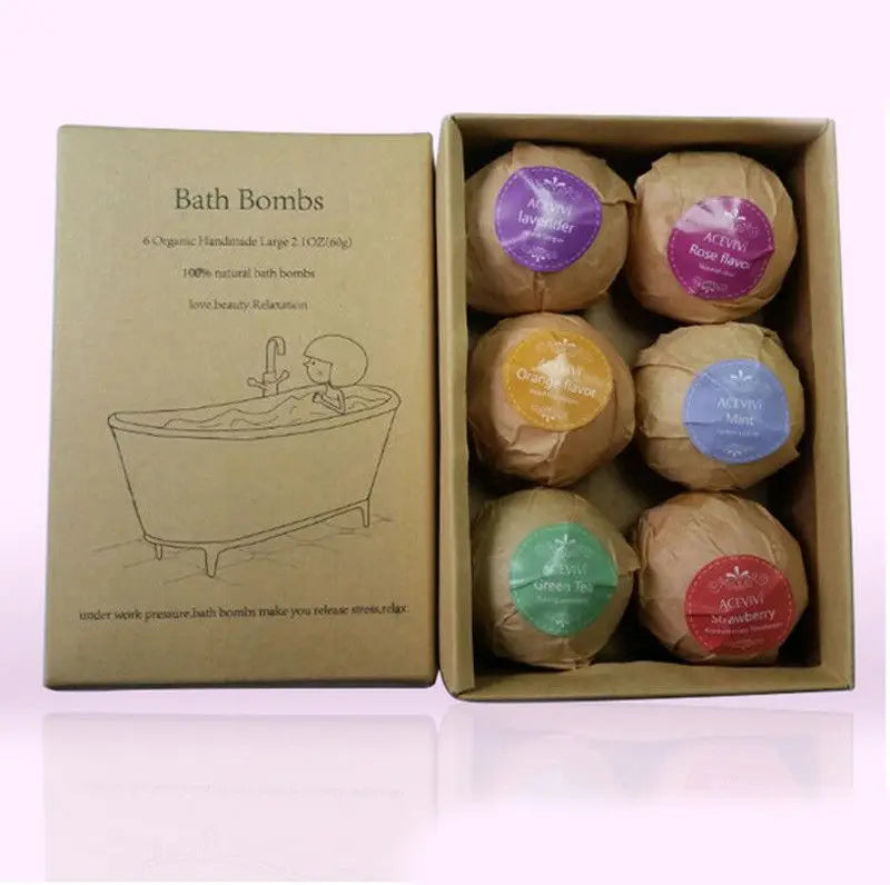 Bath Bombs 6pcs - Aromatherapy Fizzies with Coconut Oil Gift Set