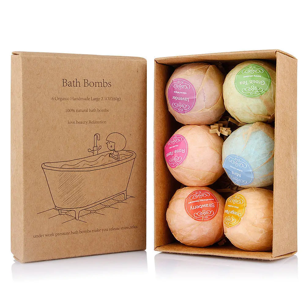 Bath Bombs 6pcs - Aromatherapy Fizzies with Coconut Oil Gift Set