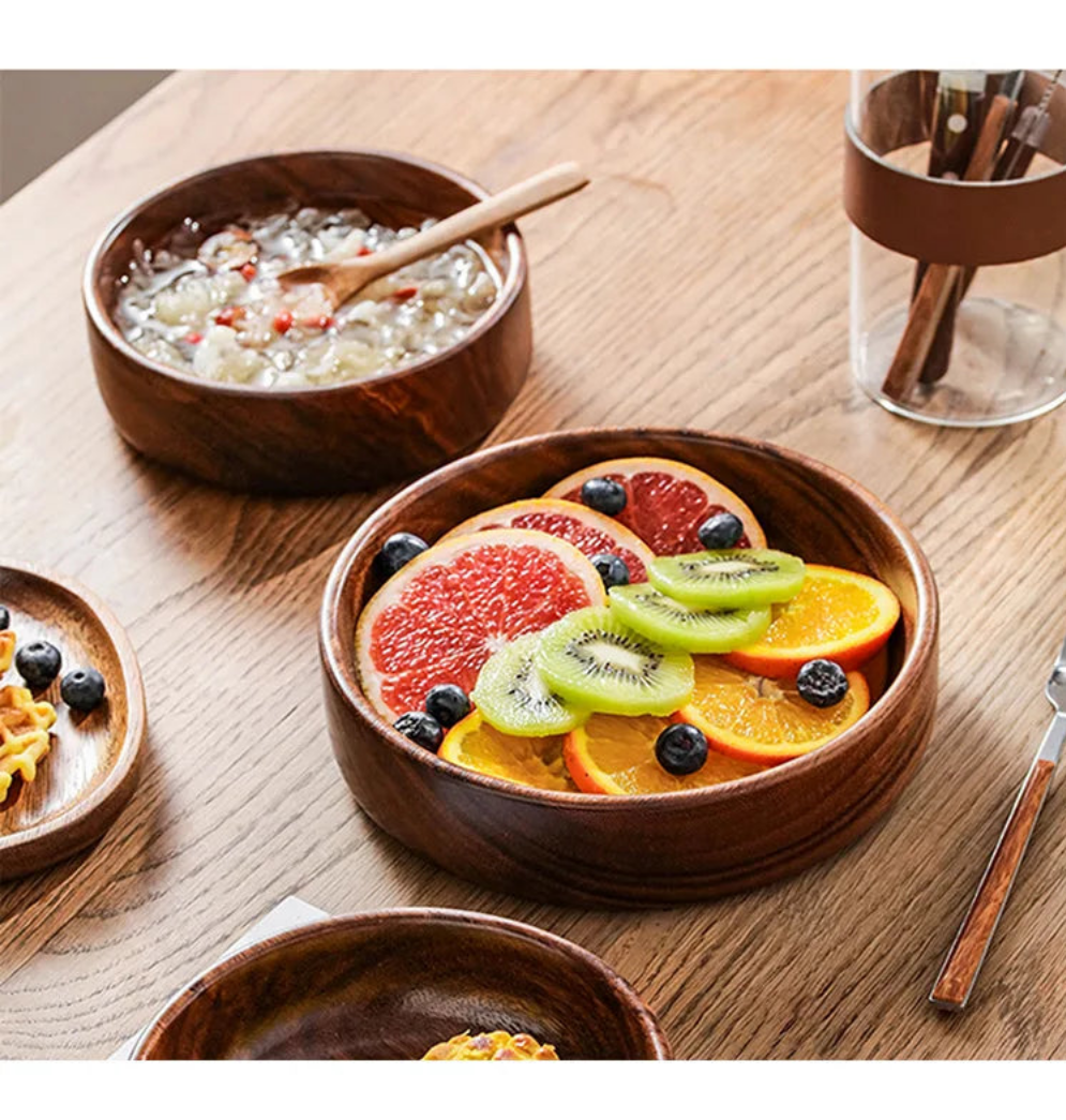 Solid Wood Walnut Bowl - Boat Design Salad and Fruit Serving Dish