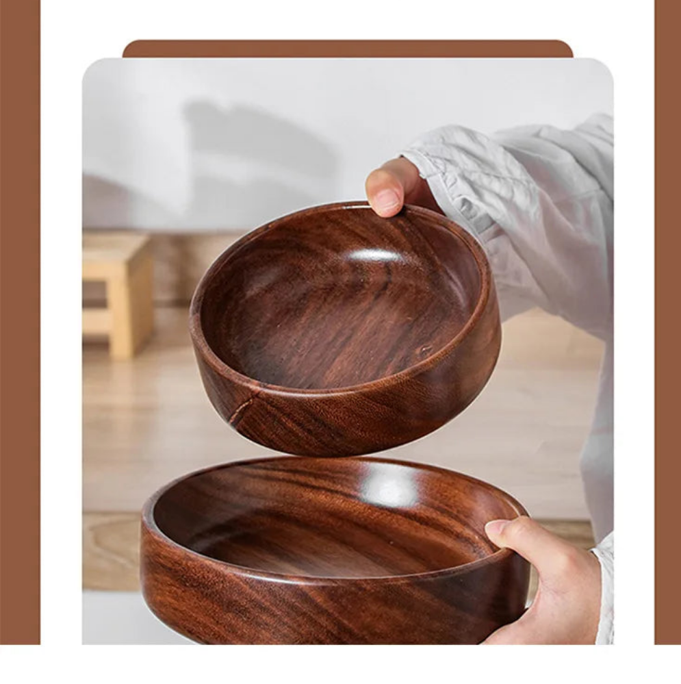 Solid Wood Walnut Bowl - Boat Design Salad and Fruit Serving Dish