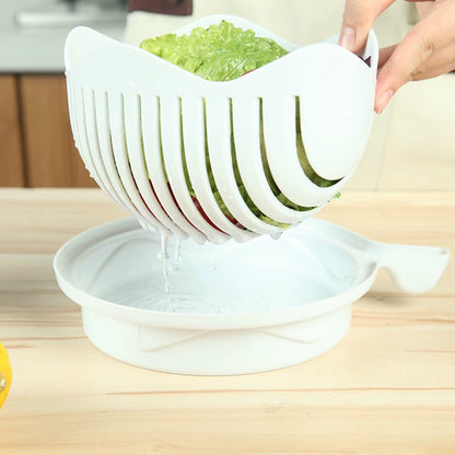 Vegetable Cutting Bowl - Quick Salad Prep Gadget with Slicing Function
