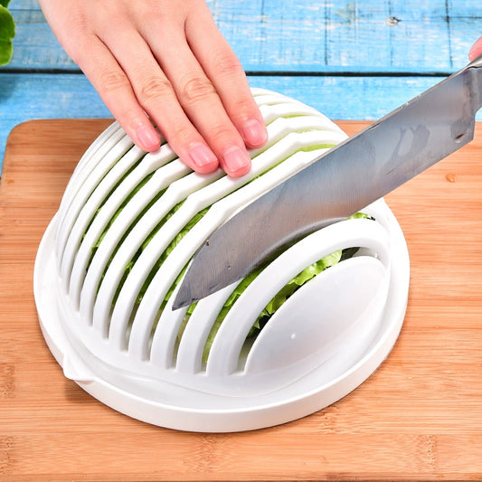 Vegetable Cutting Bowl - Quick Salad Prep Gadget with Slicing Function