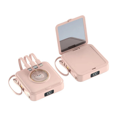 Power Bank 20000mAh Cosmetic Mirror - Portable Charger with Charging Cable"