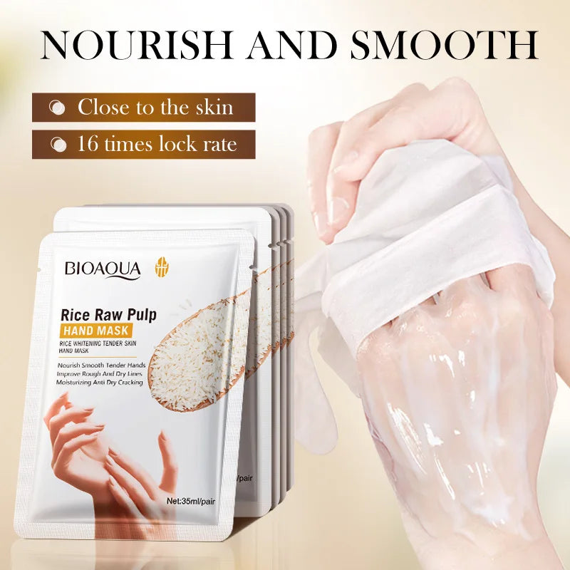 White Rice Hand Mask - Moisturising Anti-Aging Hand Gloves