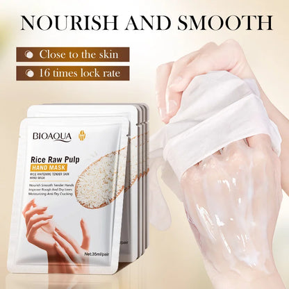 White Rice Hand Mask - Moisturising Anti-Aging Hand Gloves