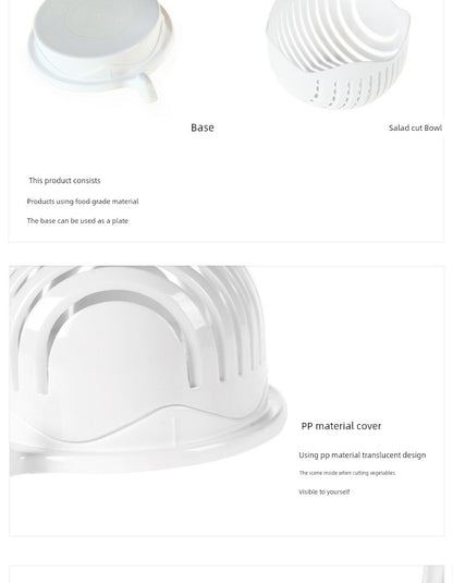 Vegetable Cutting Bowl - Quick Salad Prep Gadget with Slicing Function