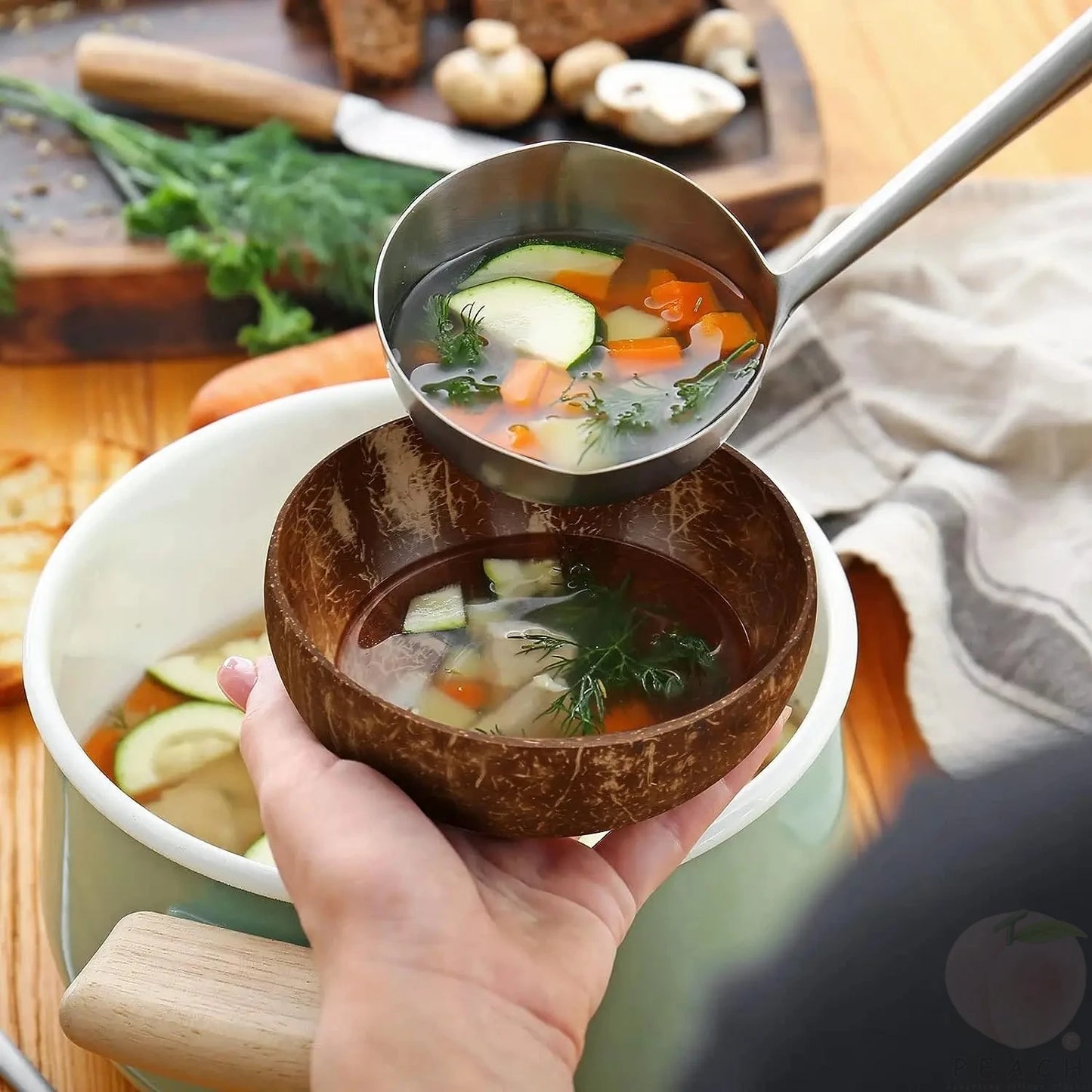 Handcrafted Coconut Shell Bowls - Reusable Natural Serving Dishes"