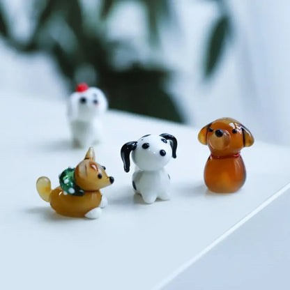 A touch of cuteness for your desk: miniature glass dog ornaments that delight with every handcrafted detail.