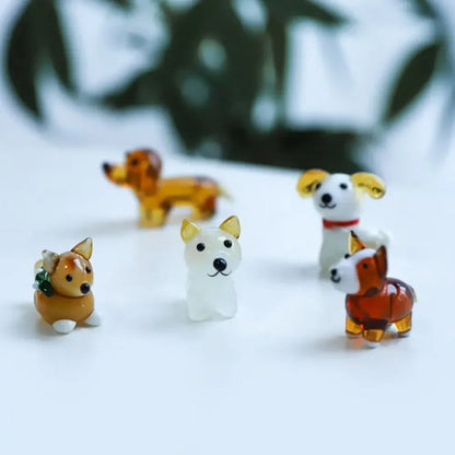 A touch of cuteness for your desk: miniature glass dog ornaments that delight with every handcrafted detail.