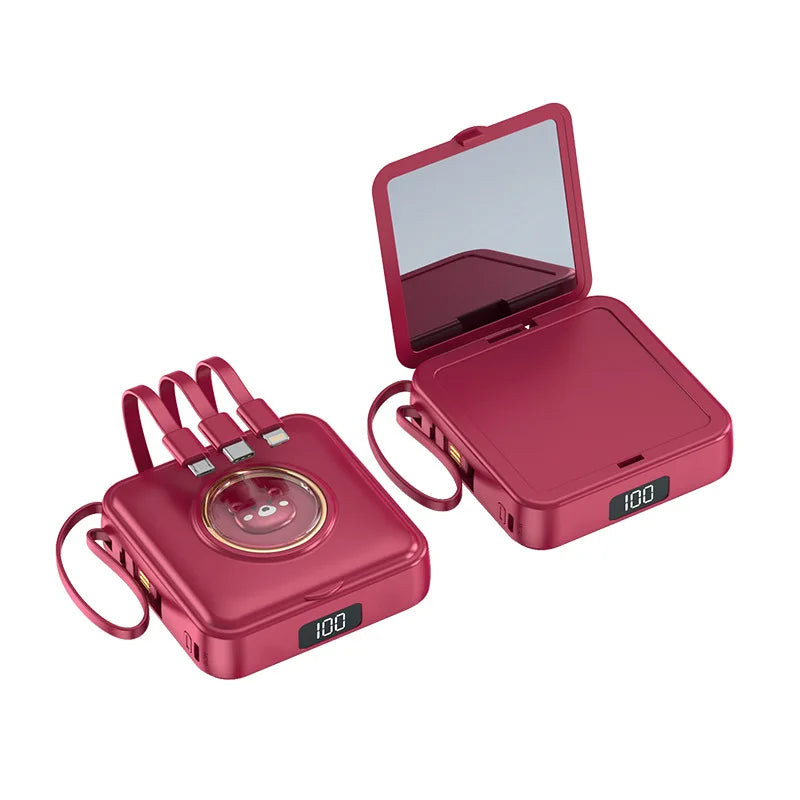 Power Bank 20000mAh Cosmetic Mirror - Portable Charger with Charging Cable"