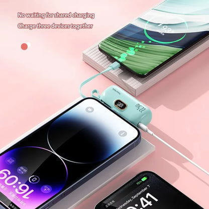 Digital -High Capacity Power Bank 30000mAh - Mini Capsule Fast Charger Mobile Battery Battery with Cable