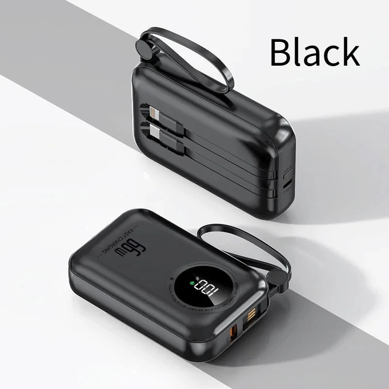 Portable Power Bank 20000mAh Digital - Fast Charging Mobile Battery with Cable