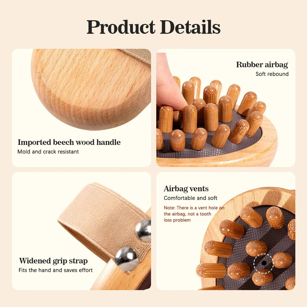 Wooden Massage Brush - Multi-Functional Scalp & Body Anti-Cellulite