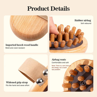 Wooden Massage Brush - Multi-Functional Scalp & Body Anti-Cellulite
