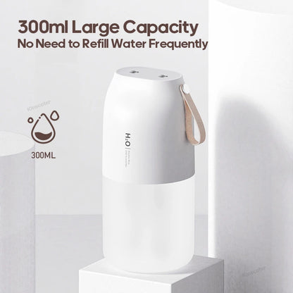 Ultrasonic Humidifier 300ml - Rechargeable 2000mAh USB Portable Mist Diffuser