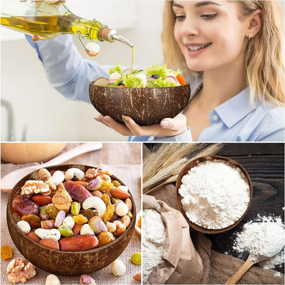 Handcrafted Coconut Shell Bowls - Reusable Natural Serving Dishes"