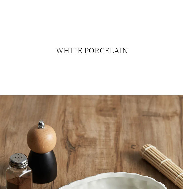 Textured Ceramic Dinner Plate - Pure White Rock Pattern Plate for Steaks