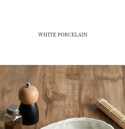 Textured Ceramic Dinner Plate - Pure White Rock Pattern Plate for Steaks