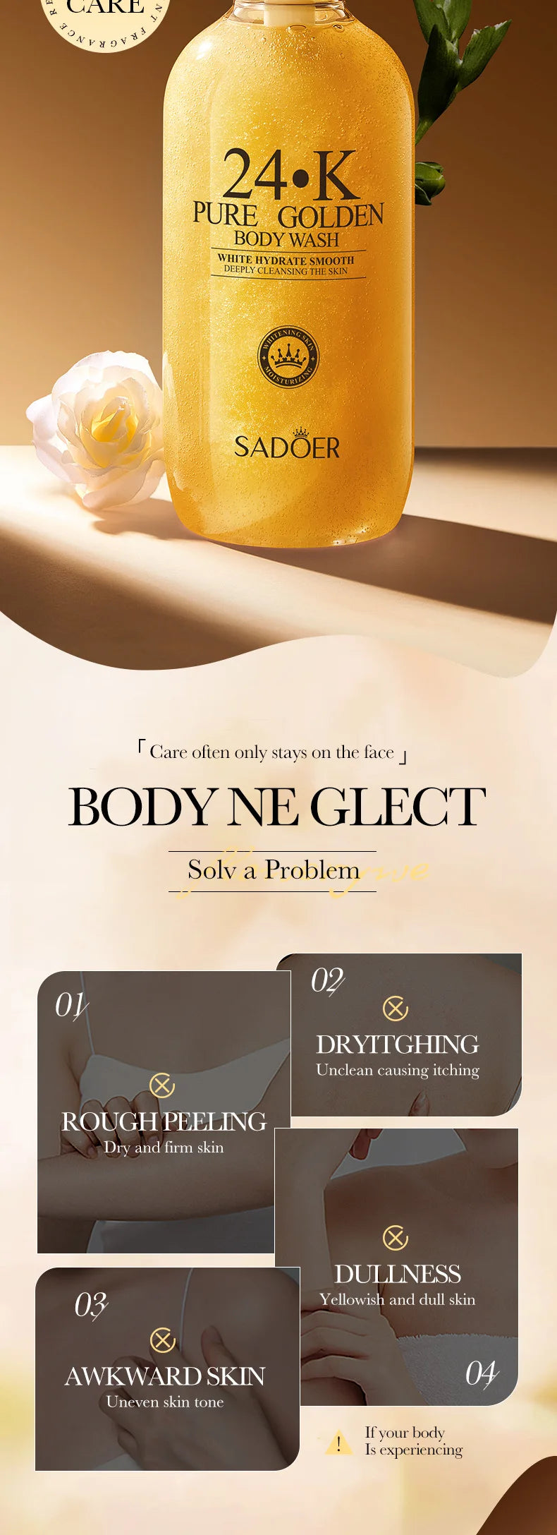 Luxury Body Wash 500ml - 24K Gold Moisturising Bath Foam