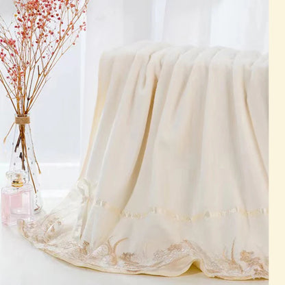 Lace-Trimmed Towel Set 3pcs - Soft Absorbent Embroidered Gift Set