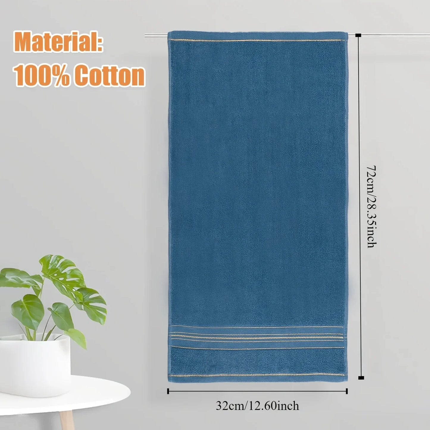 Pure Cotton Bath Towel - Soft Absorbent Quick-Dry Bathroom Towel