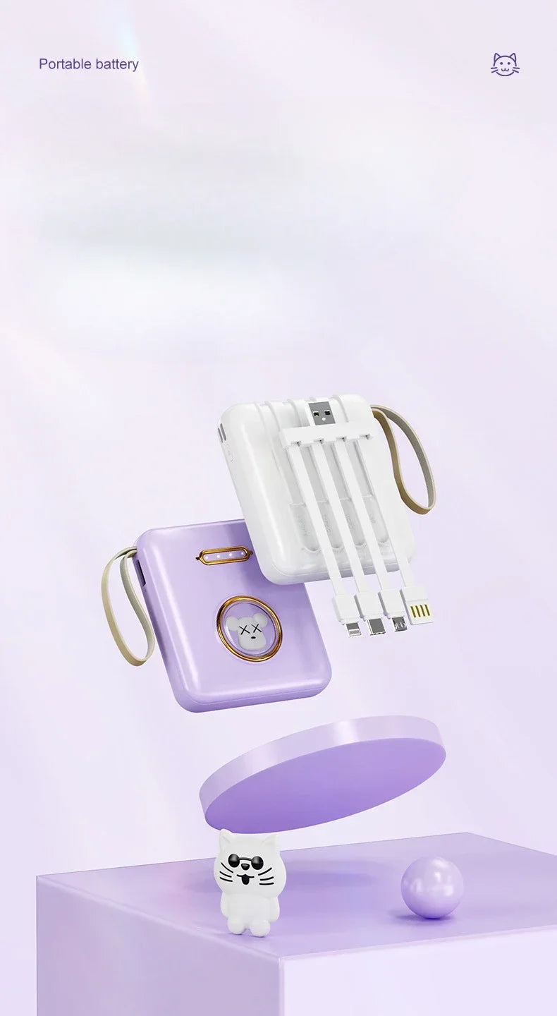 Fun Cartoon Power Bank 20000mAh - Mobile Charger with Cable Included