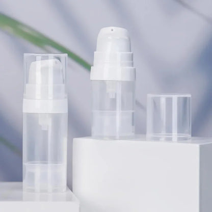 Travel Cosmetic Bottles with Pump - 5Pcs Vacuum Containers for Skincare Products"