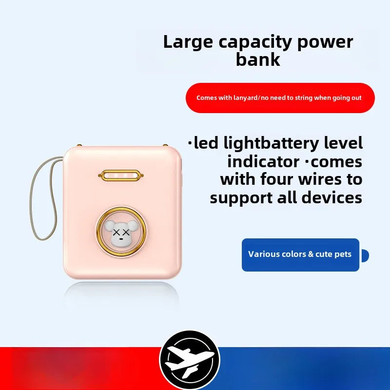 Fun Cartoon Power Bank 20000mAh - Mobile Charger with Cable Included
