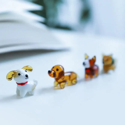 A touch of cuteness for your desk: miniature glass dog ornaments that delight with every handcrafted detail.