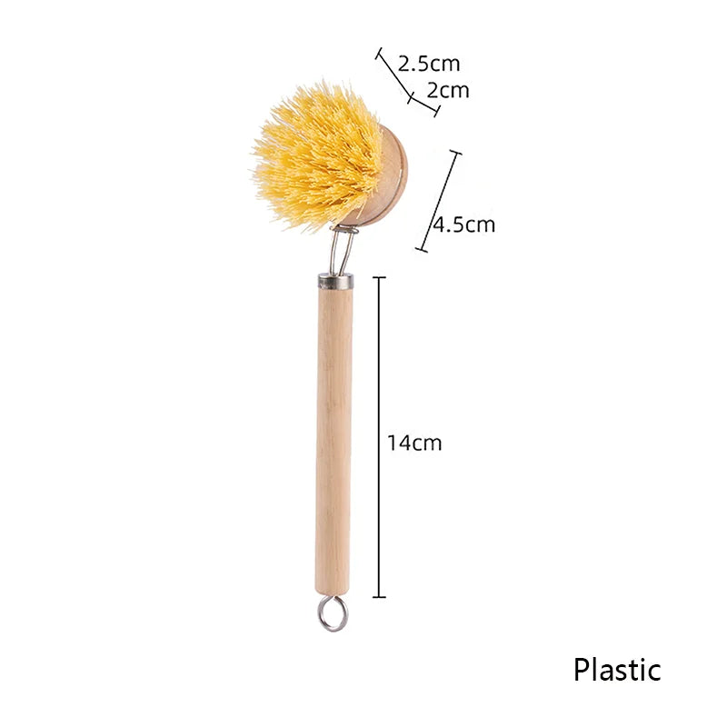 Dish Brush - Wooden Handle with Replaceable Head Kitchen Cleaning