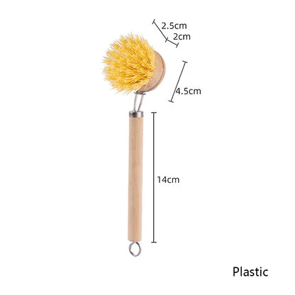 Dish Brush - Wooden Handle with Replaceable Head Kitchen Cleaning