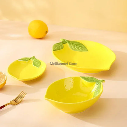Creative Lemon Ceramic Dinnerware - Fruit Plates and Dessert Bowls Collection