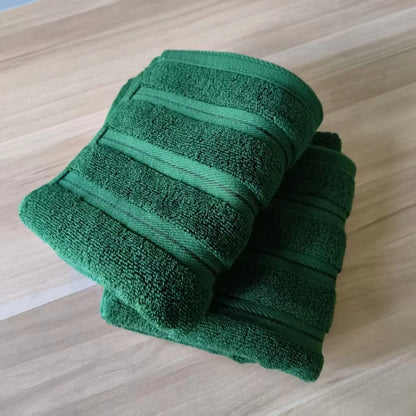 Cotton Towel Set 3pcs - Bath, Hand & Face Towels Dark Green
