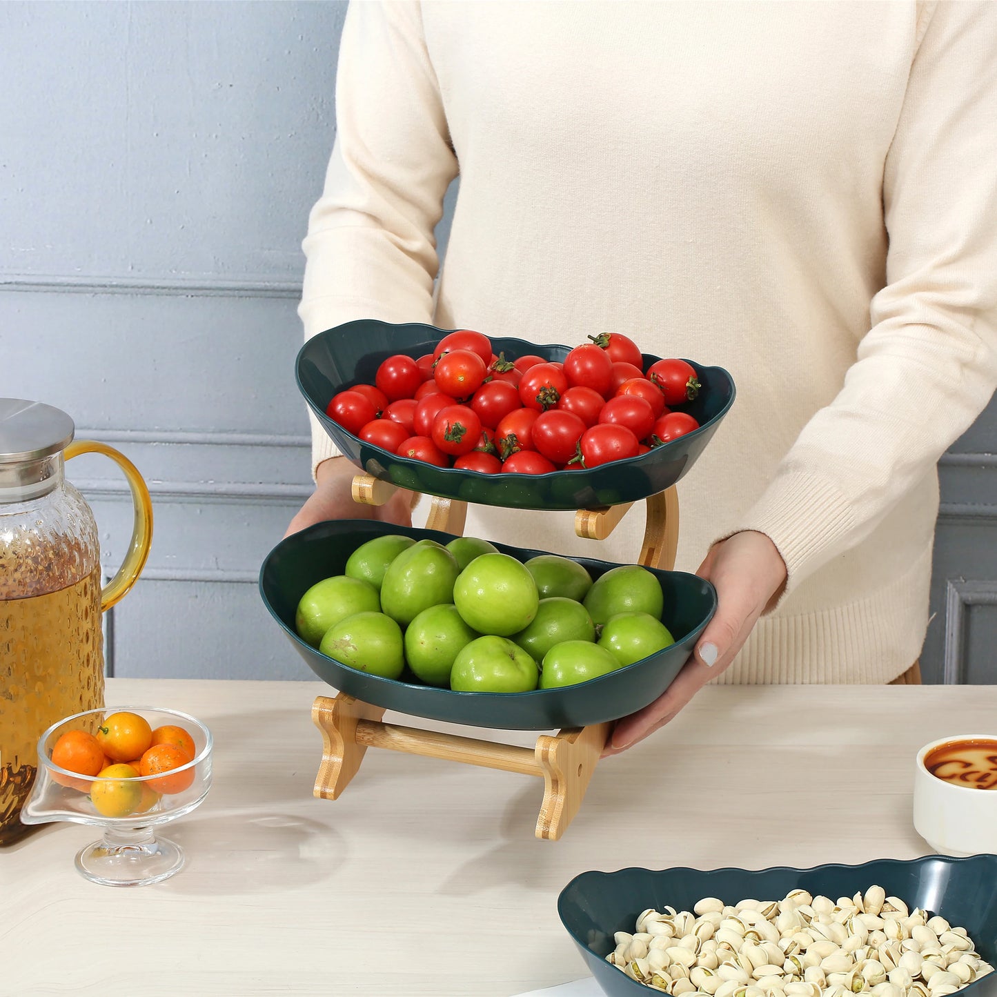 "Multi-Layer Fruit Stand - Modern 3 Tier Snack Dish for Living Room"