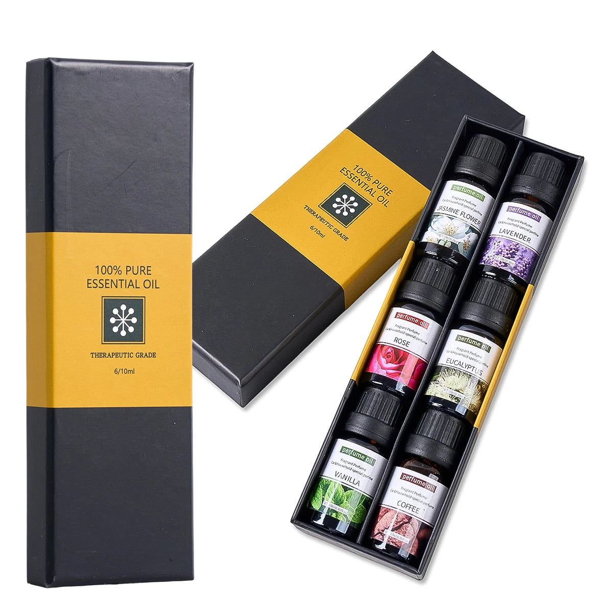 Essential Oil Set 6x10ml - Water-Soluble Aromatherapy Diffuser & Massage Kit