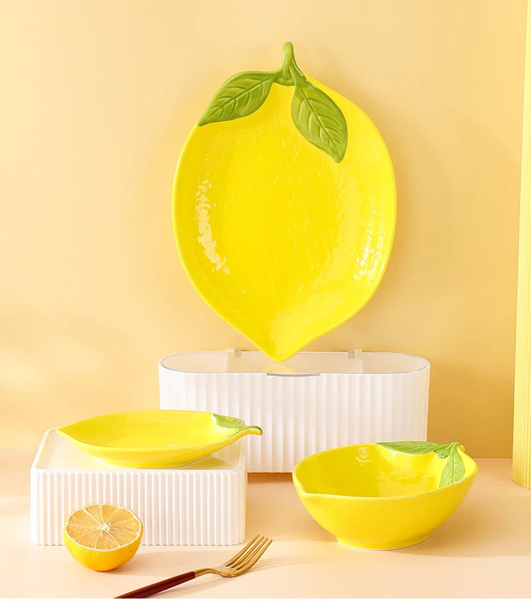 Creative Lemon Ceramic Dinnerware - Fruit Plates and Dessert Bowls Collection