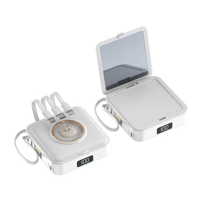 Power Bank 20000mAh Cosmetic Mirror - Portable Charger with Charging Cable"